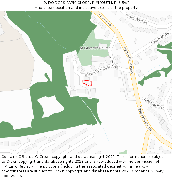 2, DOIDGES FARM CLOSE, PLYMOUTH, PL6 5WF: Location map and indicative extent of plot