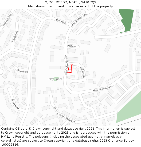 2, DOL WERDD, NEATH, SA10 7QX: Location map and indicative extent of plot