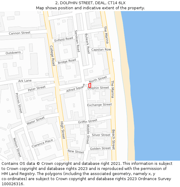 2, DOLPHIN STREET, DEAL, CT14 6LX: Location map and indicative extent of plot