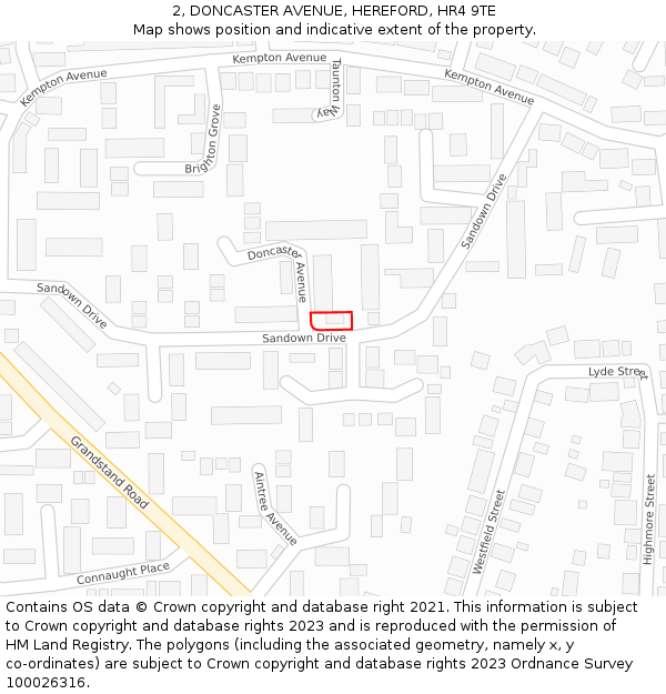 2, DONCASTER AVENUE, HEREFORD, HR4 9TE: Location map and indicative extent of plot