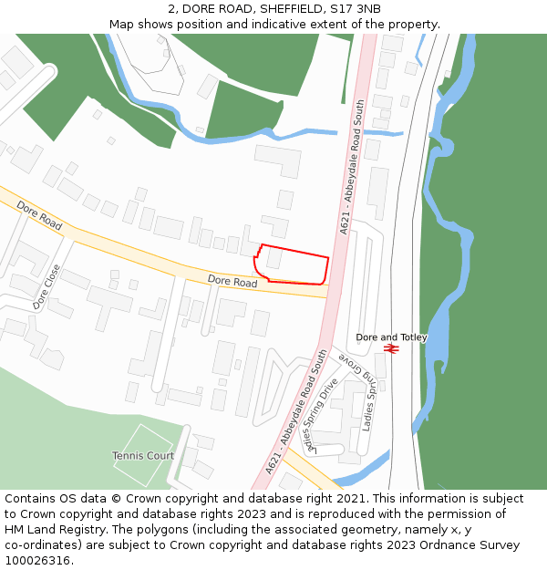 2, DORE ROAD, SHEFFIELD, S17 3NB: Location map and indicative extent of plot