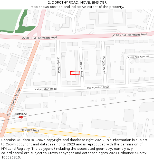 2, DOROTHY ROAD, HOVE, BN3 7GR: Location map and indicative extent of plot
