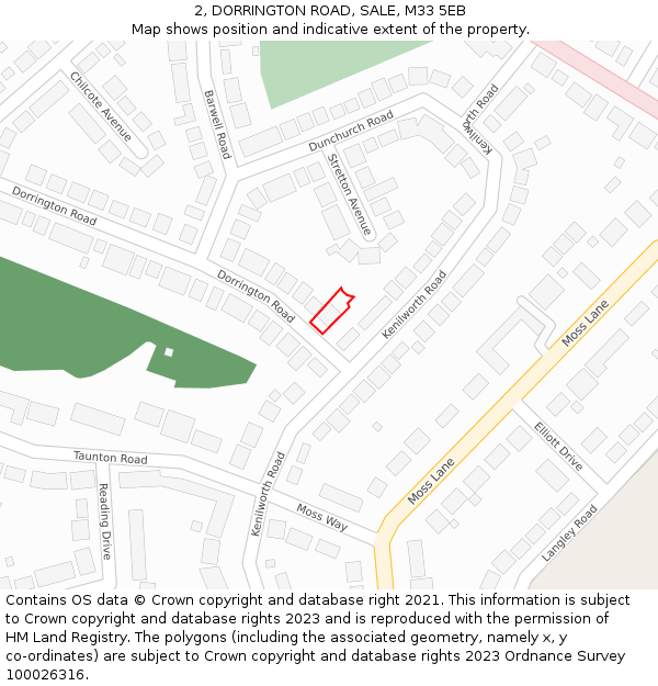 2, DORRINGTON ROAD, SALE, M33 5EB: Location map and indicative extent of plot