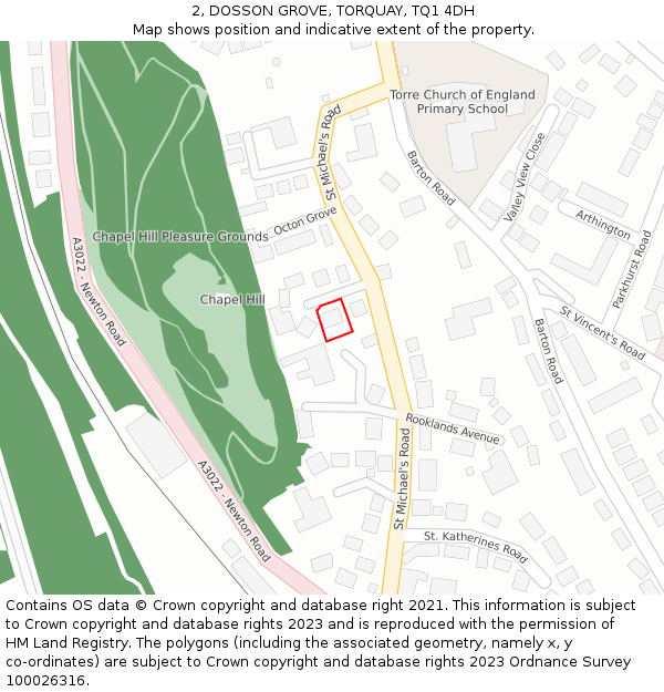 2, DOSSON GROVE, TORQUAY, TQ1 4DH: Location map and indicative extent of plot