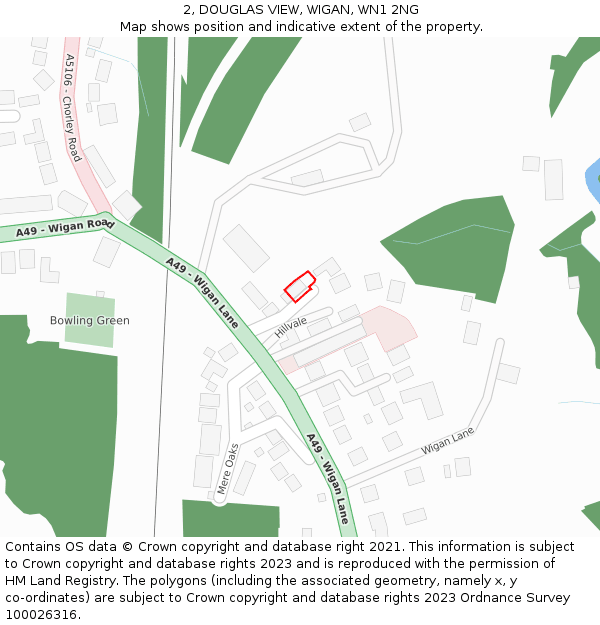 2, DOUGLAS VIEW, WIGAN, WN1 2NG: Location map and indicative extent of plot