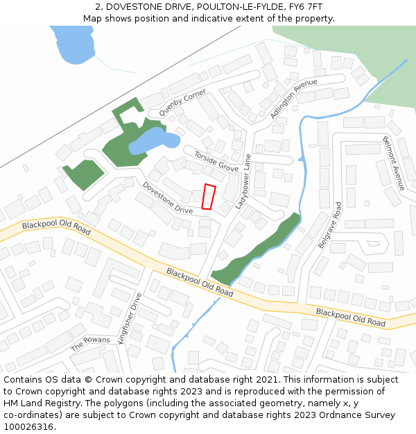 2, DOVESTONE DRIVE, POULTON-LE-FYLDE, FY6 7FT: Location map and indicative extent of plot