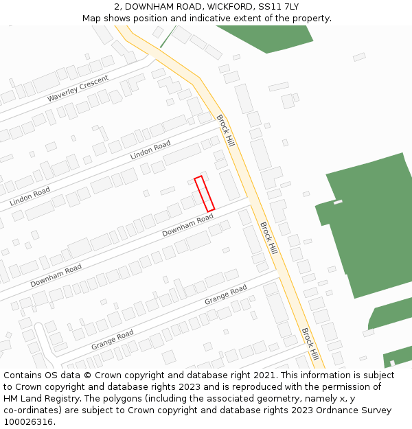 2, DOWNHAM ROAD, WICKFORD, SS11 7LY: Location map and indicative extent of plot