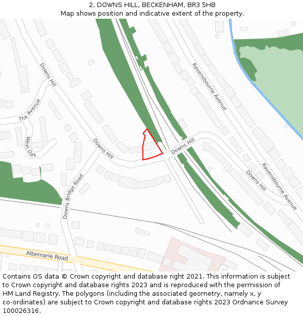 2, DOWNS HILL, BECKENHAM, BR3 5HB: Location map and indicative extent of plot