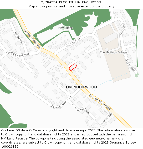 2, DRAYMANS COURT, HALIFAX, HX2 0SL: Location map and indicative extent of plot