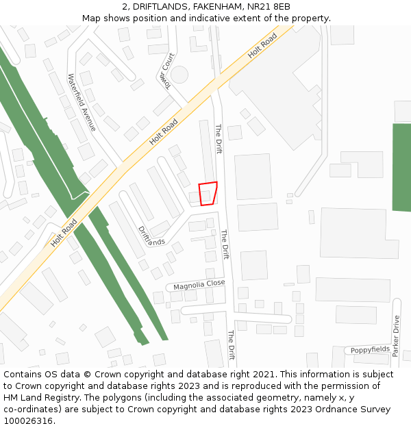 2, DRIFTLANDS, FAKENHAM, NR21 8EB: Location map and indicative extent of plot