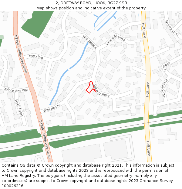 2, DRIFTWAY ROAD, HOOK, RG27 9SB: Location map and indicative extent of plot