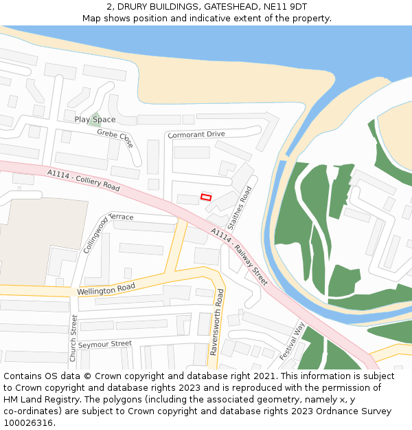 2, DRURY BUILDINGS, GATESHEAD, NE11 9DT: Location map and indicative extent of plot