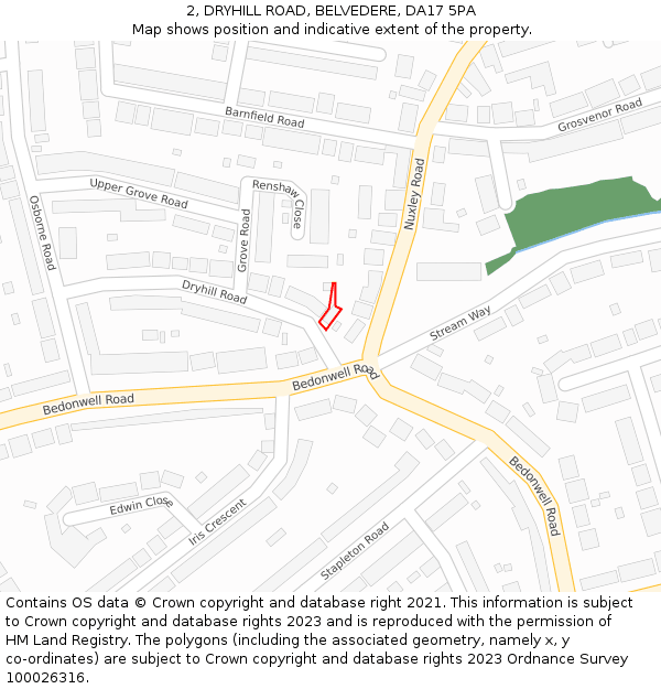 2, DRYHILL ROAD, BELVEDERE, DA17 5PA: Location map and indicative extent of plot