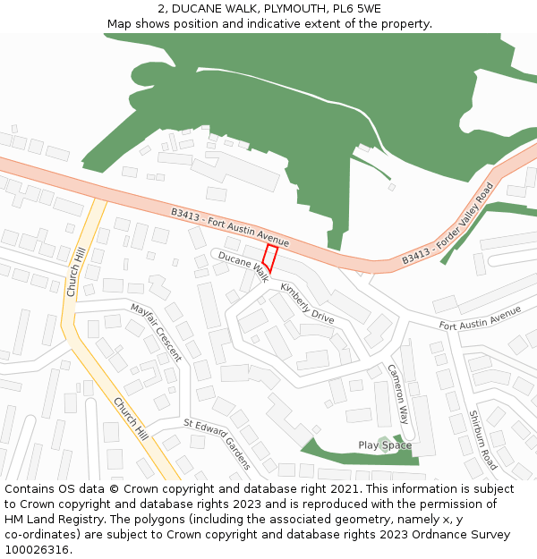 2, DUCANE WALK, PLYMOUTH, PL6 5WE: Location map and indicative extent of plot