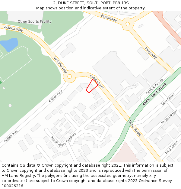 2, DUKE STREET, SOUTHPORT, PR8 1RS: Location map and indicative extent of plot