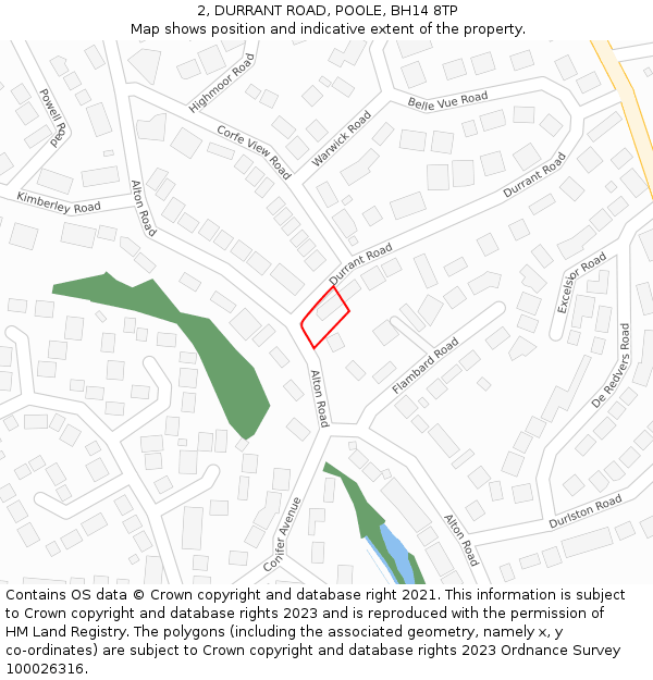 2, DURRANT ROAD, POOLE, BH14 8TP: Location map and indicative extent of plot
