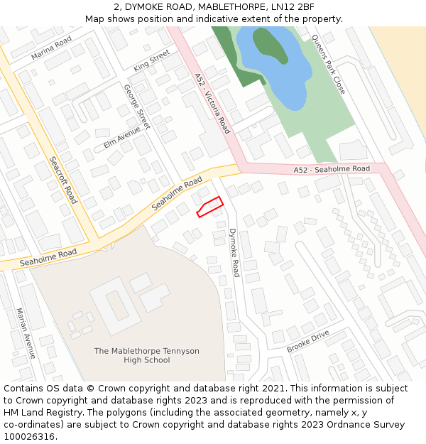 2, DYMOKE ROAD, MABLETHORPE, LN12 2BF: Location map and indicative extent of plot