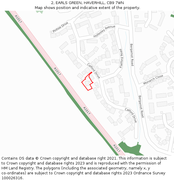 2, EARLS GREEN, HAVERHILL, CB9 7WN: Location map and indicative extent of plot