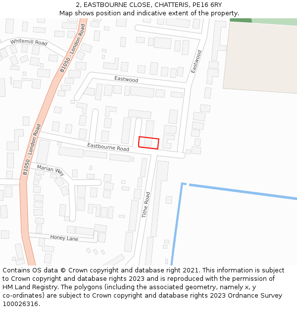 2, EASTBOURNE CLOSE, CHATTERIS, PE16 6RY: Location map and indicative extent of plot