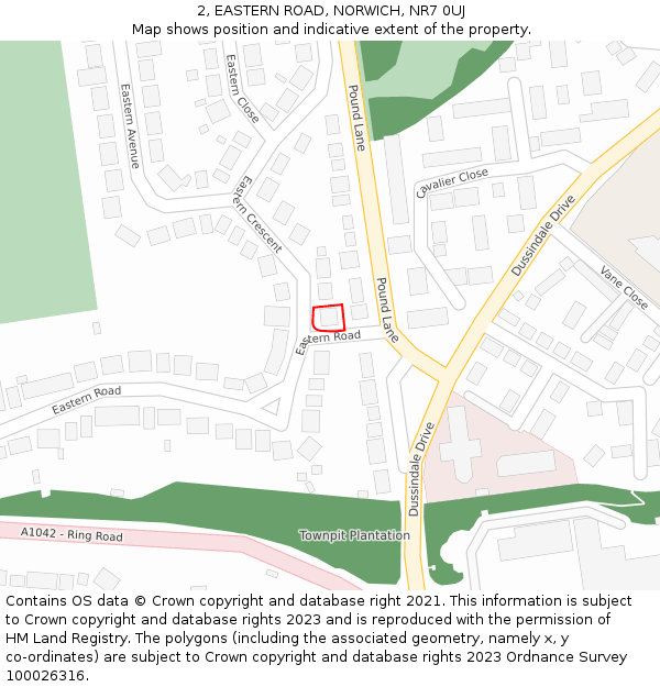 2, EASTERN ROAD, NORWICH, NR7 0UJ: Location map and indicative extent of plot
