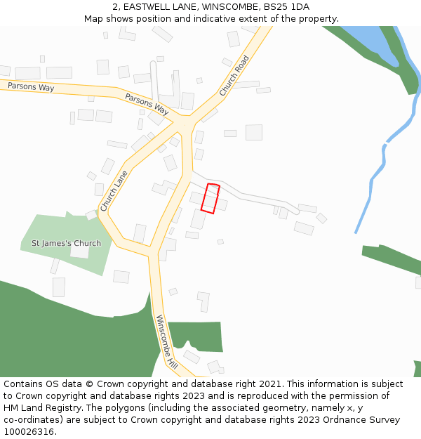 2, EASTWELL LANE, WINSCOMBE, BS25 1DA: Location map and indicative extent of plot