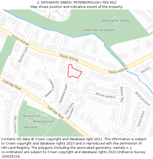 2, EATHWAITE GREEN, PETERBOROUGH, PE4 6SZ: Location map and indicative extent of plot