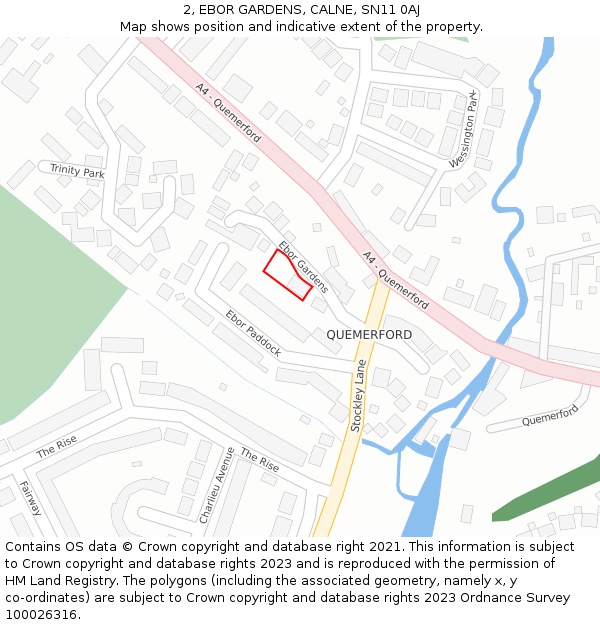 2, EBOR GARDENS, CALNE, SN11 0AJ: Location map and indicative extent of plot