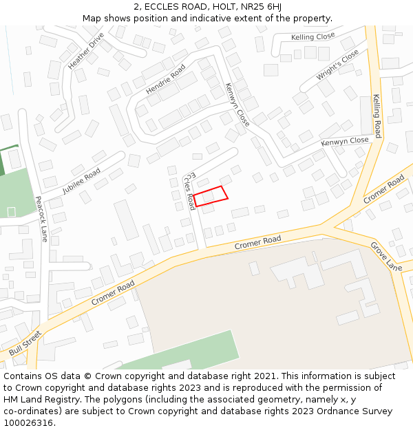 2, ECCLES ROAD, HOLT, NR25 6HJ: Location map and indicative extent of plot