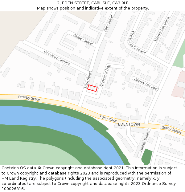 2, EDEN STREET, CARLISLE, CA3 9LR: Location map and indicative extent of plot