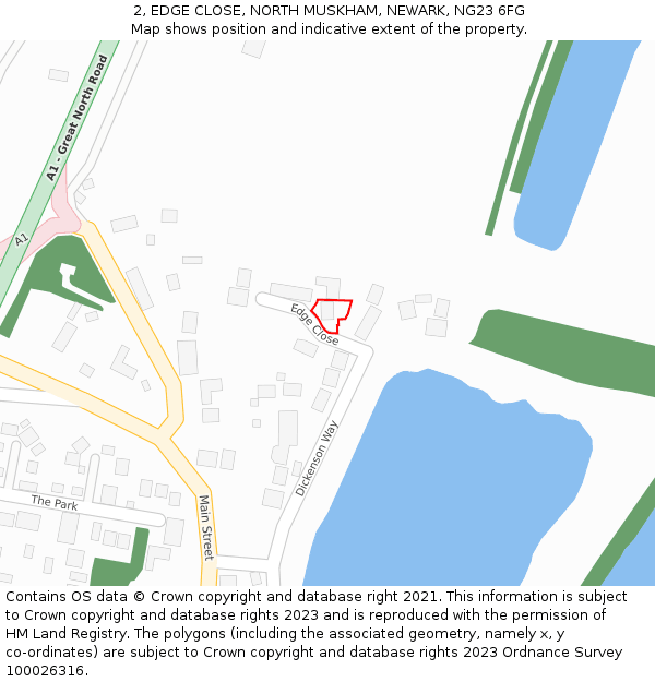 2, EDGE CLOSE, NORTH MUSKHAM, NEWARK, NG23 6FG: Location map and indicative extent of plot