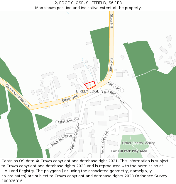 2, EDGE CLOSE, SHEFFIELD, S6 1ER: Location map and indicative extent of plot