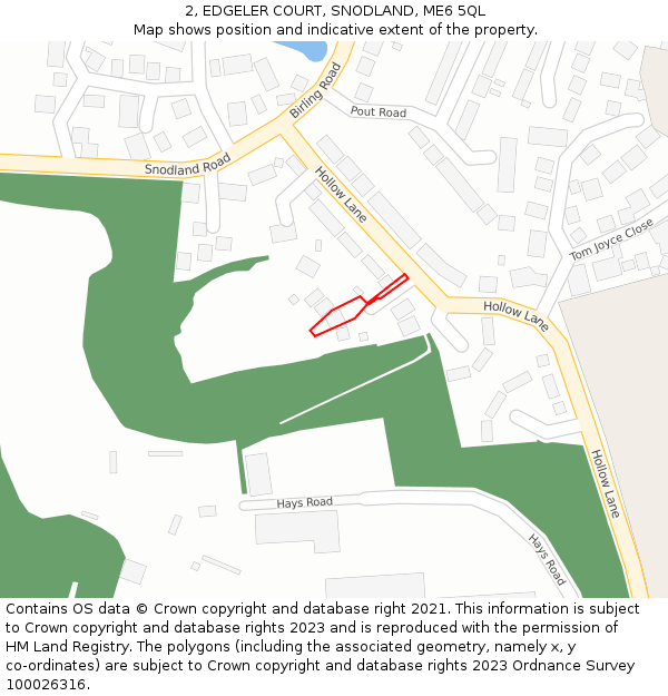 2, EDGELER COURT, SNODLAND, ME6 5QL: Location map and indicative extent of plot