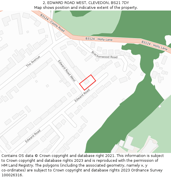 2, EDWARD ROAD WEST, CLEVEDON, BS21 7DY: Location map and indicative extent of plot