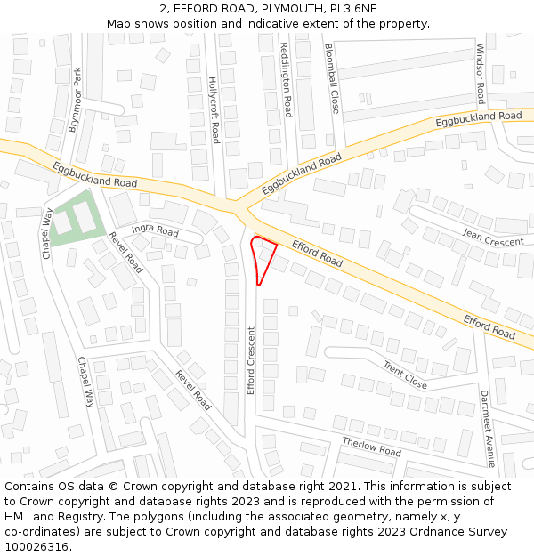 2, EFFORD ROAD, PLYMOUTH, PL3 6NE: Location map and indicative extent of plot