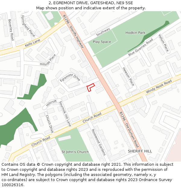 2, EGREMONT DRIVE, GATESHEAD, NE9 5SE: Location map and indicative extent of plot