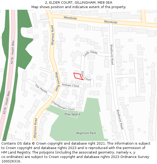 2, ELDER COURT, GILLINGHAM, ME8 0EA: Location map and indicative extent of plot