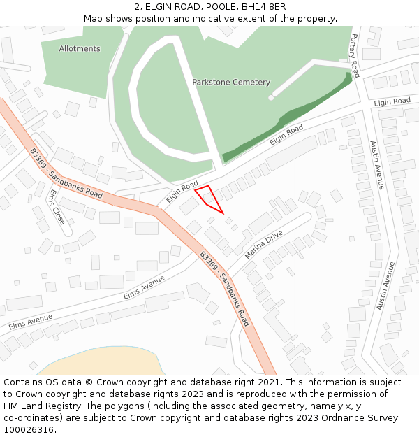 2, ELGIN ROAD, POOLE, BH14 8ER: Location map and indicative extent of plot