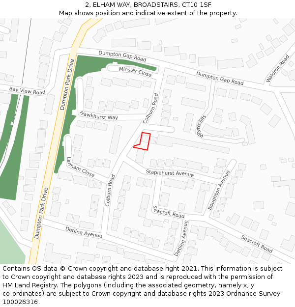 2, ELHAM WAY, BROADSTAIRS, CT10 1SF: Location map and indicative extent of plot