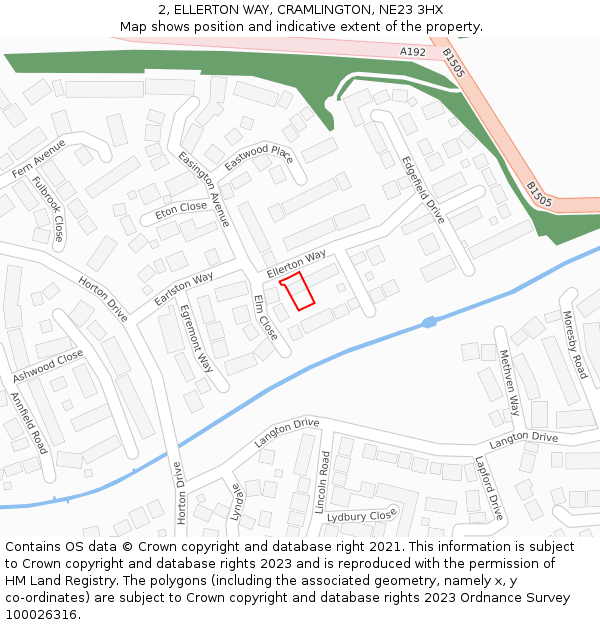 2, ELLERTON WAY, CRAMLINGTON, NE23 3HX: Location map and indicative extent of plot