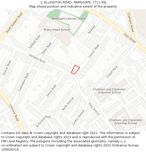 2, ELLINGTON ROAD, RAMSGATE, CT11 9SJ: Location map and indicative extent of plot