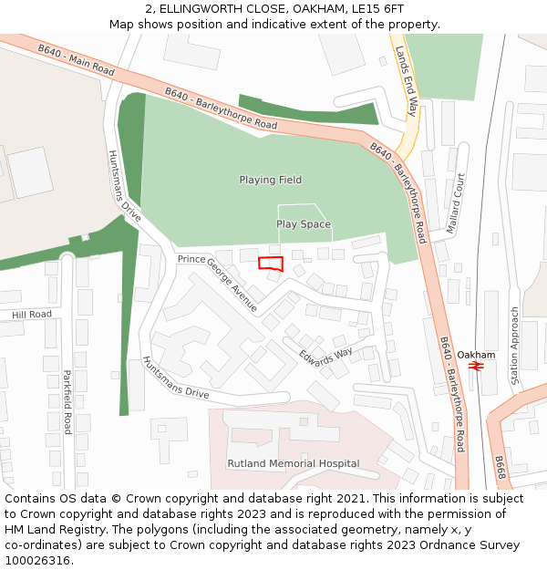 2, ELLINGWORTH CLOSE, OAKHAM, LE15 6FT: Location map and indicative extent of plot