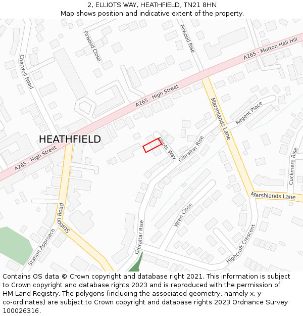 2, ELLIOTS WAY, HEATHFIELD, TN21 8HN: Location map and indicative extent of plot
