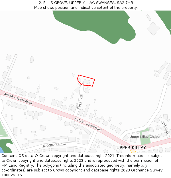 2, ELLIS GROVE, UPPER KILLAY, SWANSEA, SA2 7HB: Location map and indicative extent of plot