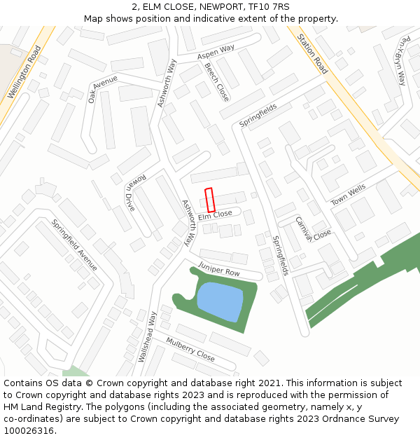 2, ELM CLOSE, NEWPORT, TF10 7RS: Location map and indicative extent of plot