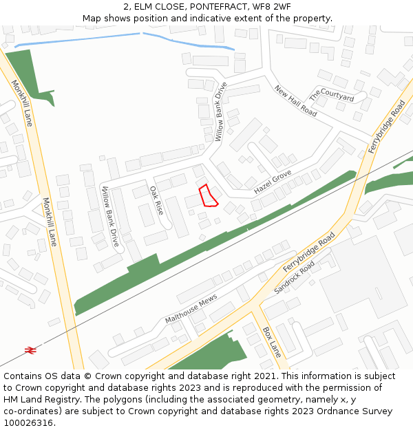 2, ELM CLOSE, PONTEFRACT, WF8 2WF: Location map and indicative extent of plot