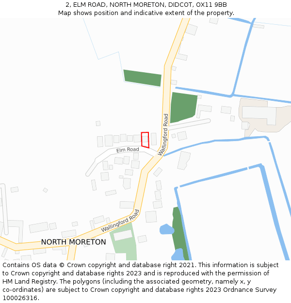 2, ELM ROAD, NORTH MORETON, DIDCOT, OX11 9BB: Location map and indicative extent of plot