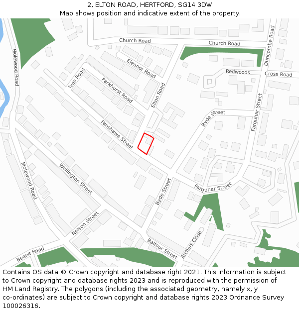 2, ELTON ROAD, HERTFORD, SG14 3DW: Location map and indicative extent of plot