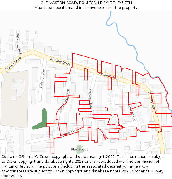 2, ELVASTON ROAD, POULTON-LE-FYLDE, FY6 7TH: Location map and indicative extent of plot