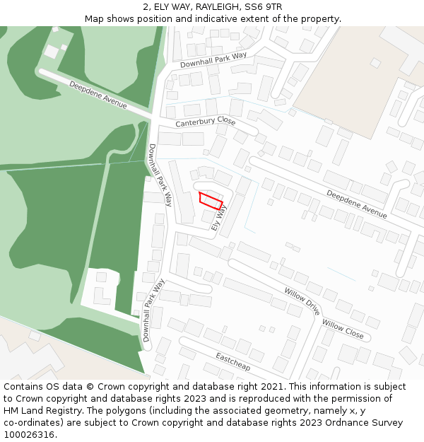 2, ELY WAY, RAYLEIGH, SS6 9TR: Location map and indicative extent of plot