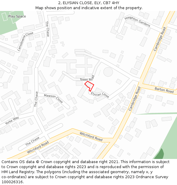 2, ELYSIAN CLOSE, ELY, CB7 4HY: Location map and indicative extent of plot
